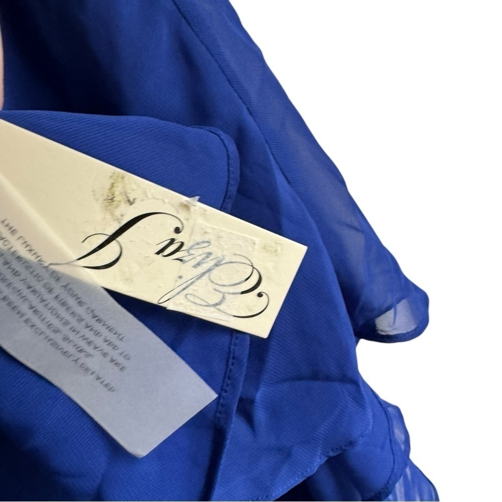 Eliza J Chiffon Cape Draped Sleeveless Blue 4 Sheath‎ Evening Dress - Picture 7 of 10